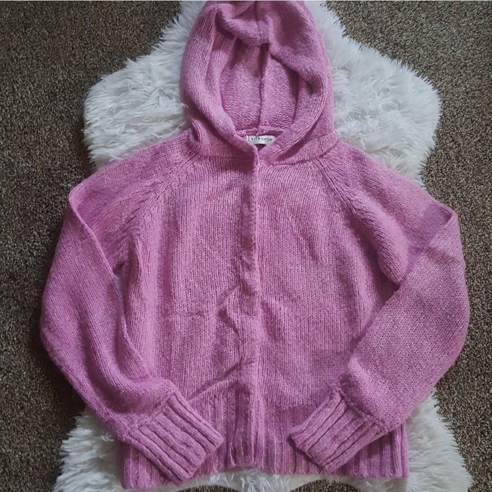 ‎TOPSHOP snap down hooded sweater jacket